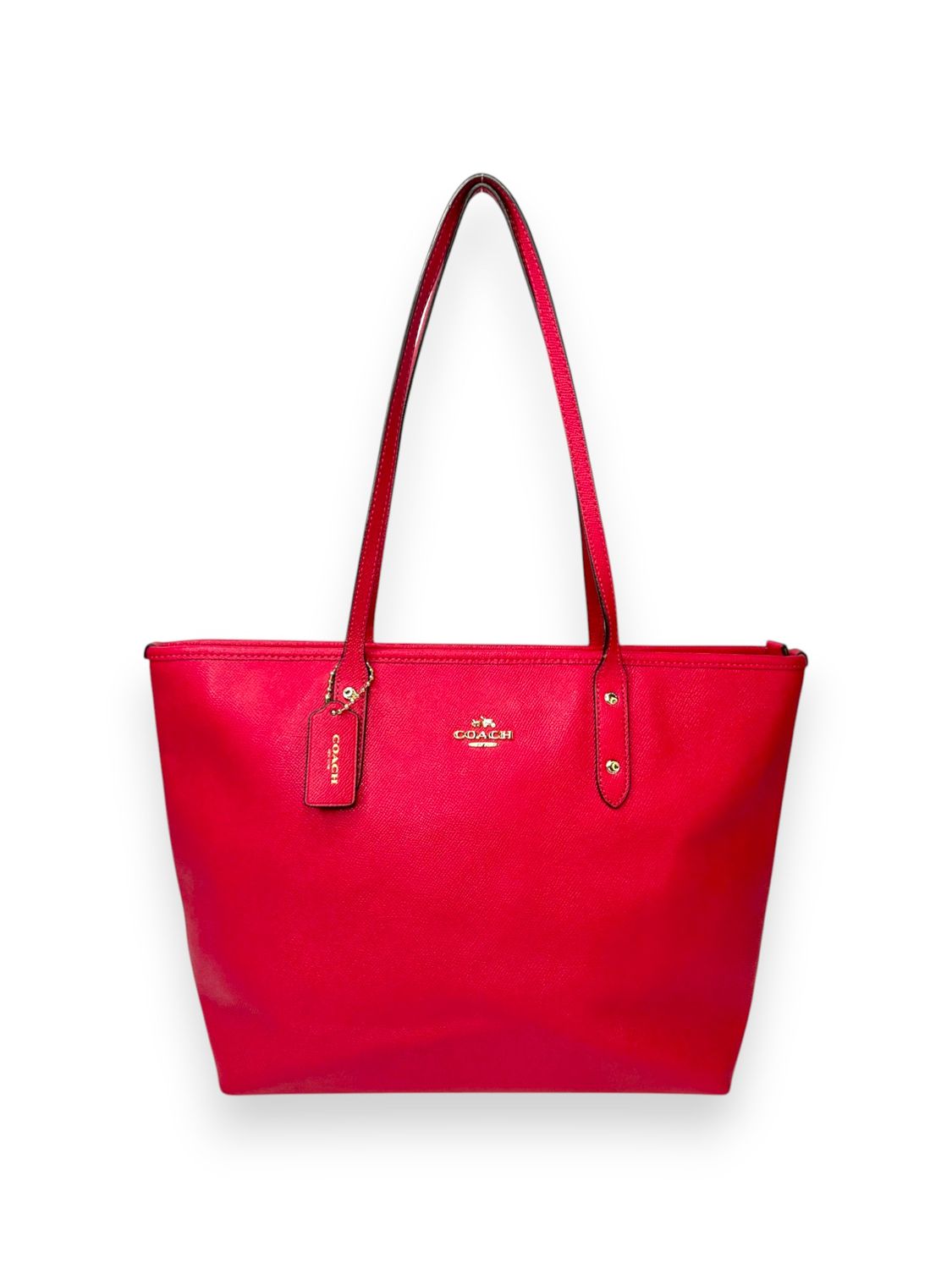 Coach City Zip Tote in Crossgrain Leather Cerise Hot Pink