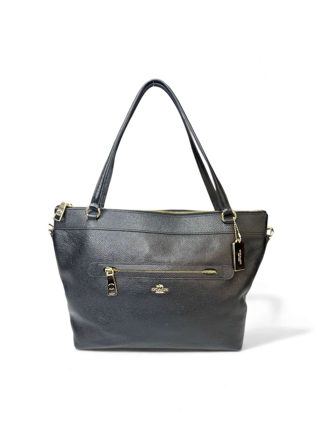 Coach Gallery Saffiano Black Pebbled Leather Taylor Tote