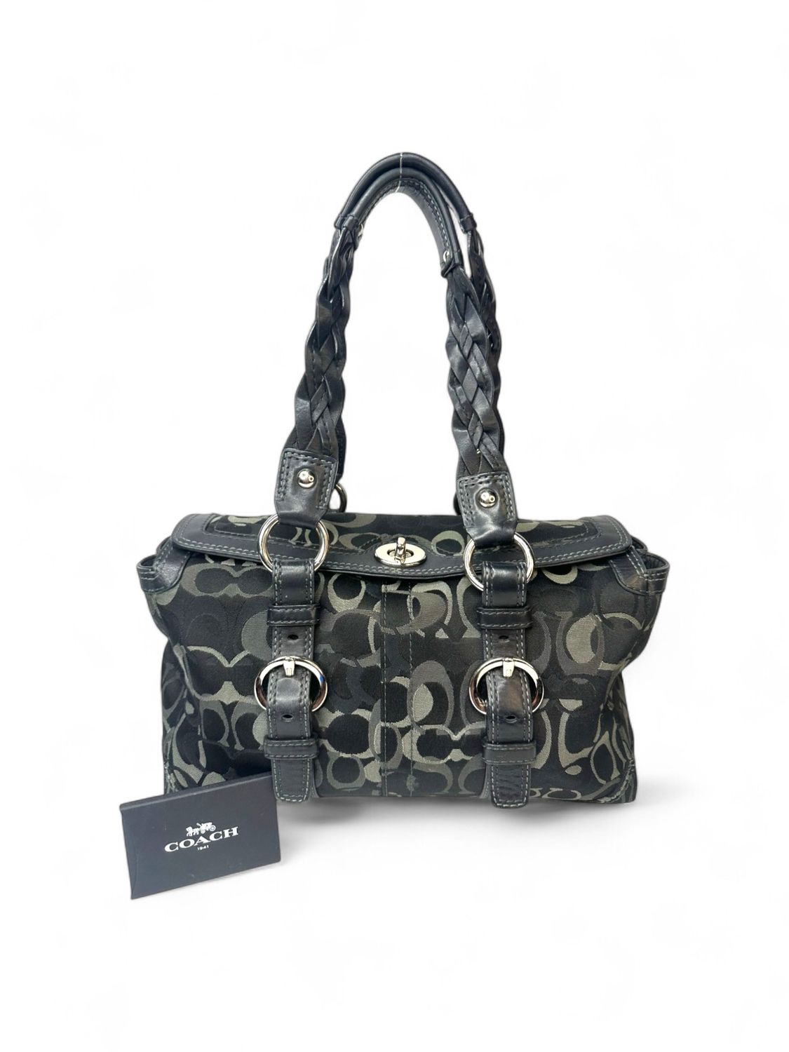 Coach Chelsea Optic Signature Black Satchel