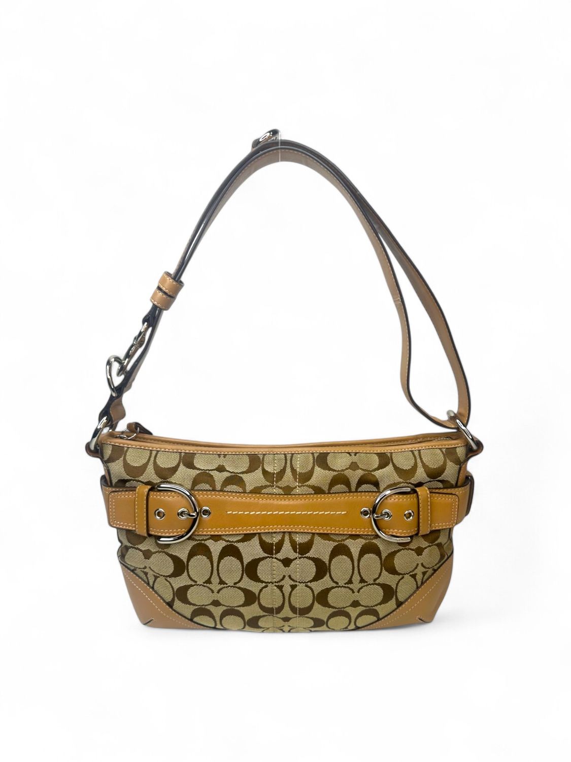 Coach Signature Tan Monogram Hobo Bag