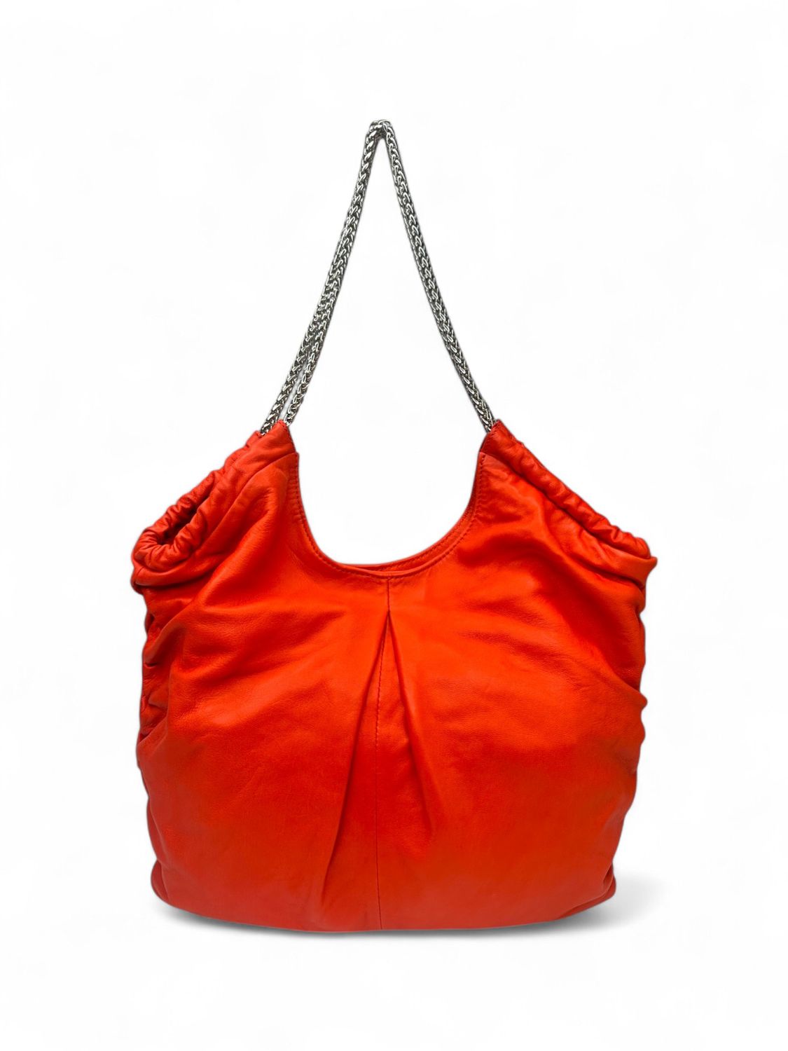 Elie Tahari Lambskin Ruched Chain-link Hobo