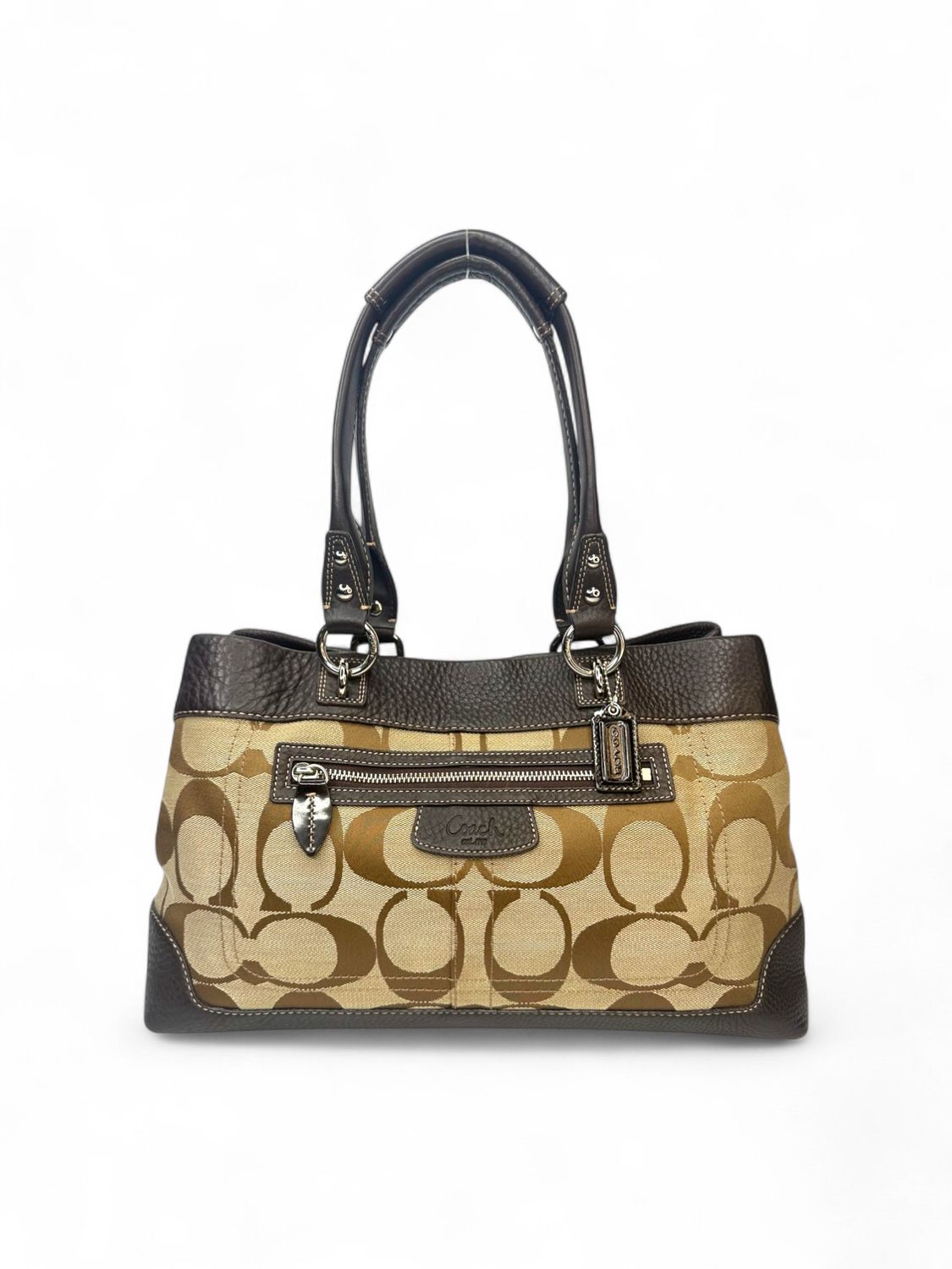 Coach Signature C Pleated Jacquard Satchel Handbag