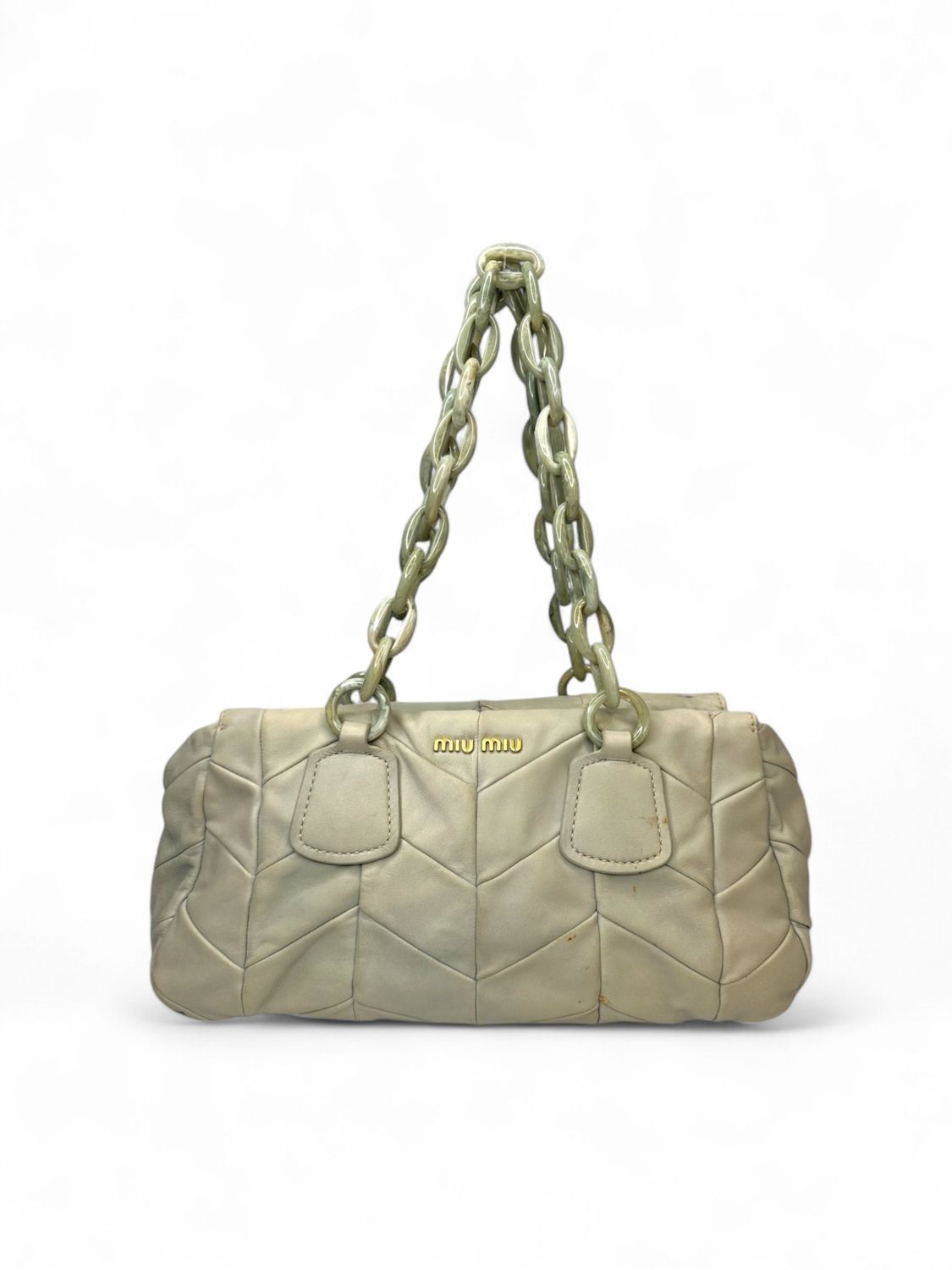 Miu Miu Quilted Matelasse Vintage Leather Shoulder Bag