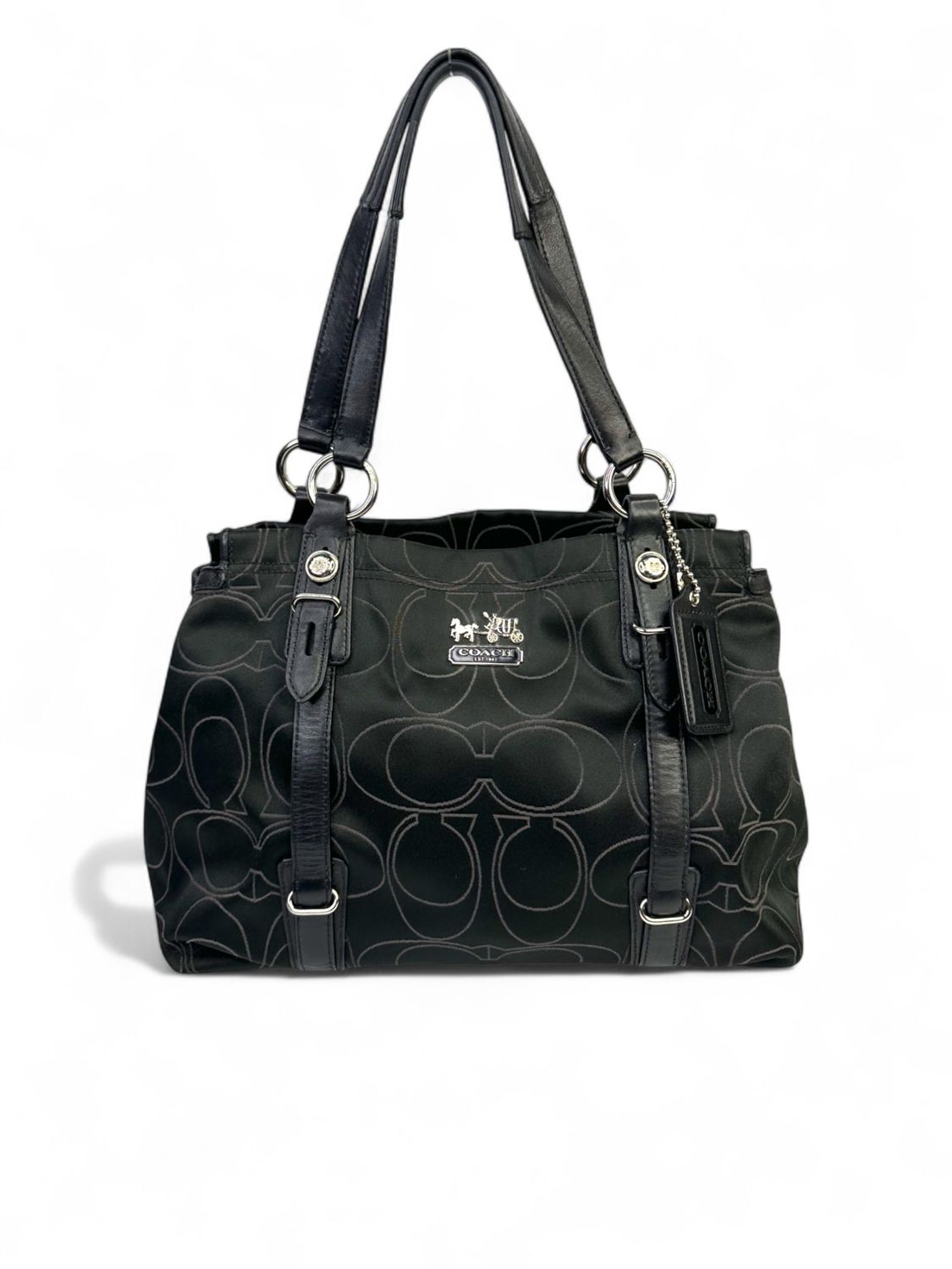 Coach Vintage Mia Signature C Satin Black Carryall Bag