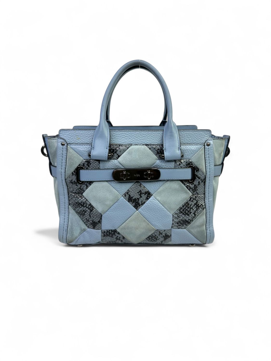 Coach Swagger 27 Quilted Exotic Embossed 3-Way Patchwork Carryall Satchel Bag