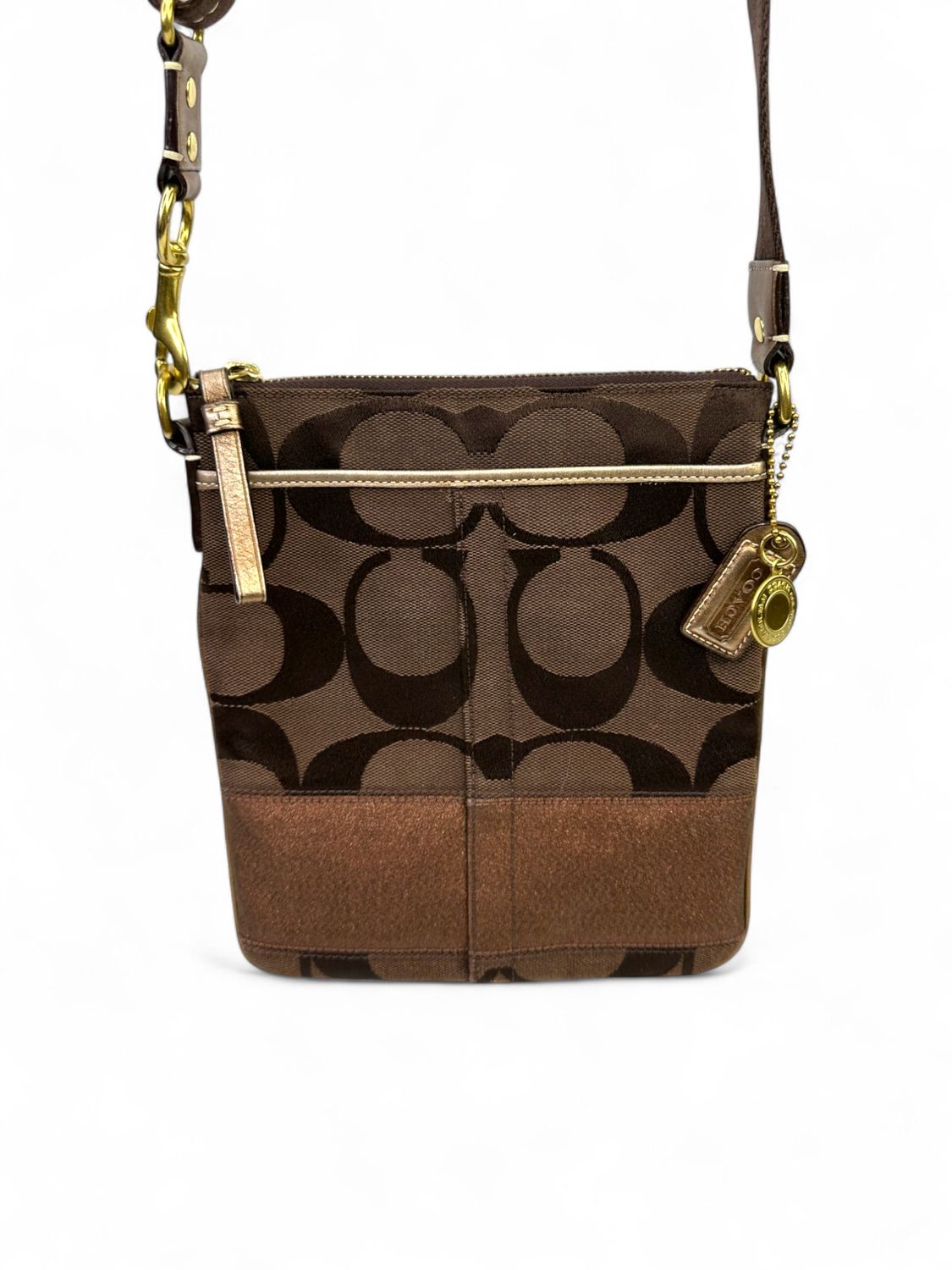 Coach Signature 2007 Crossbody Stripe Swingpack Canvas Bag