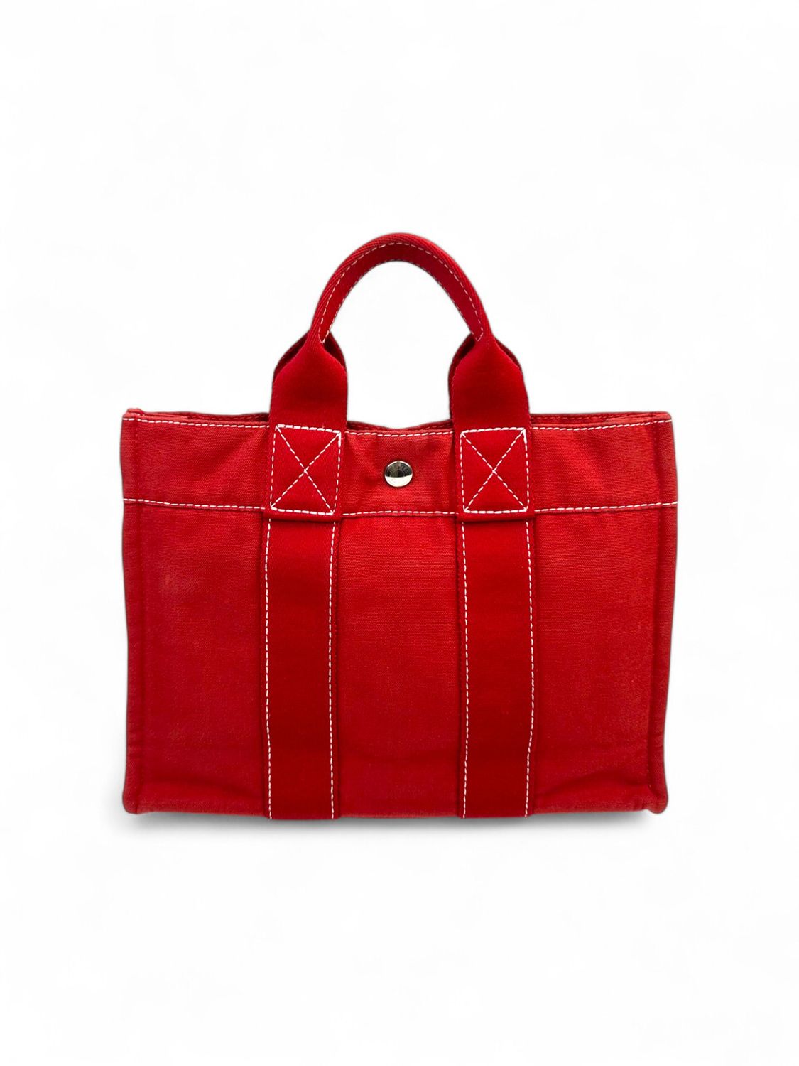 Hermes Toile Fourre Tout PM Red Canvas Mini Tote