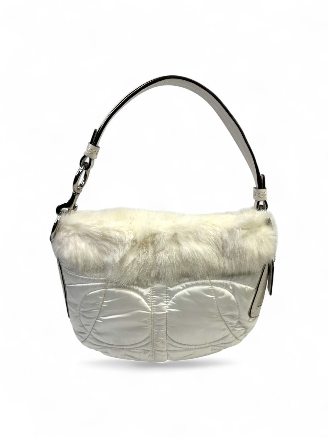 Coach Vintage Y2K Rabbit Fur Trim Puffer Shoulder Bag