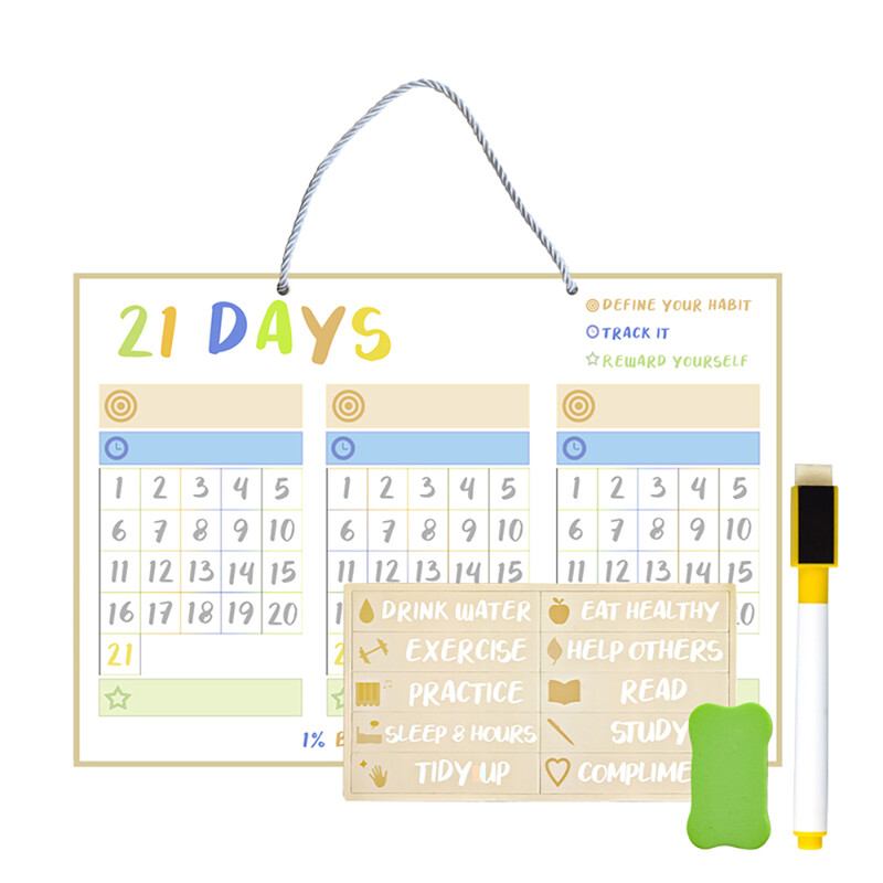 21 Days - Habit Tracker Dry-Erase Board