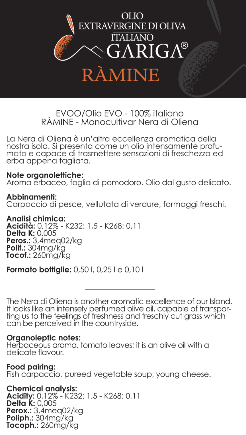 Huile d'olive RAMINE de Gariga de Sardaigne Ottana 500 ml