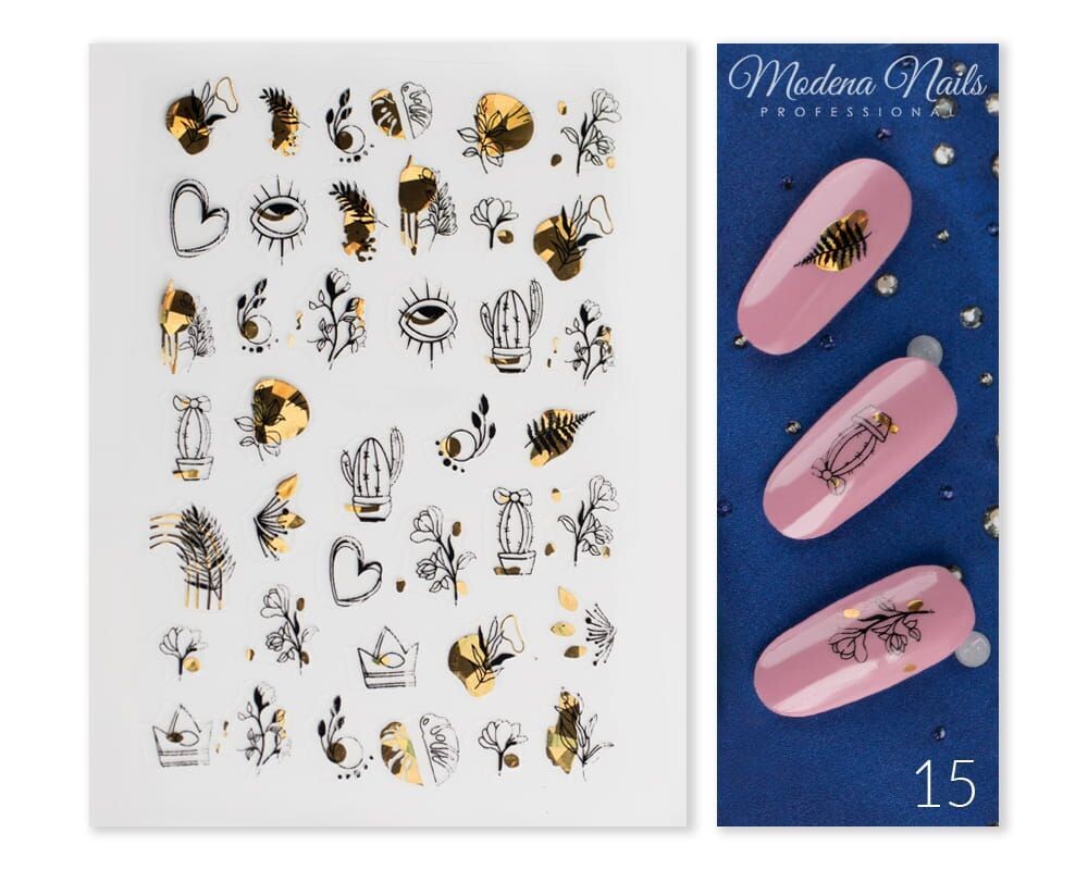 Nail Art Gold Glam Stickers - 15
