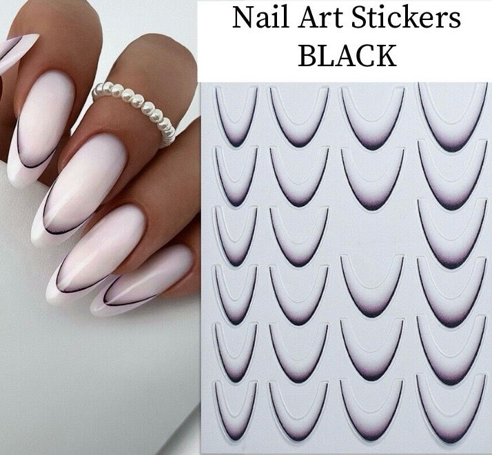 French/ombre Nail Art Stickers-BLACK
