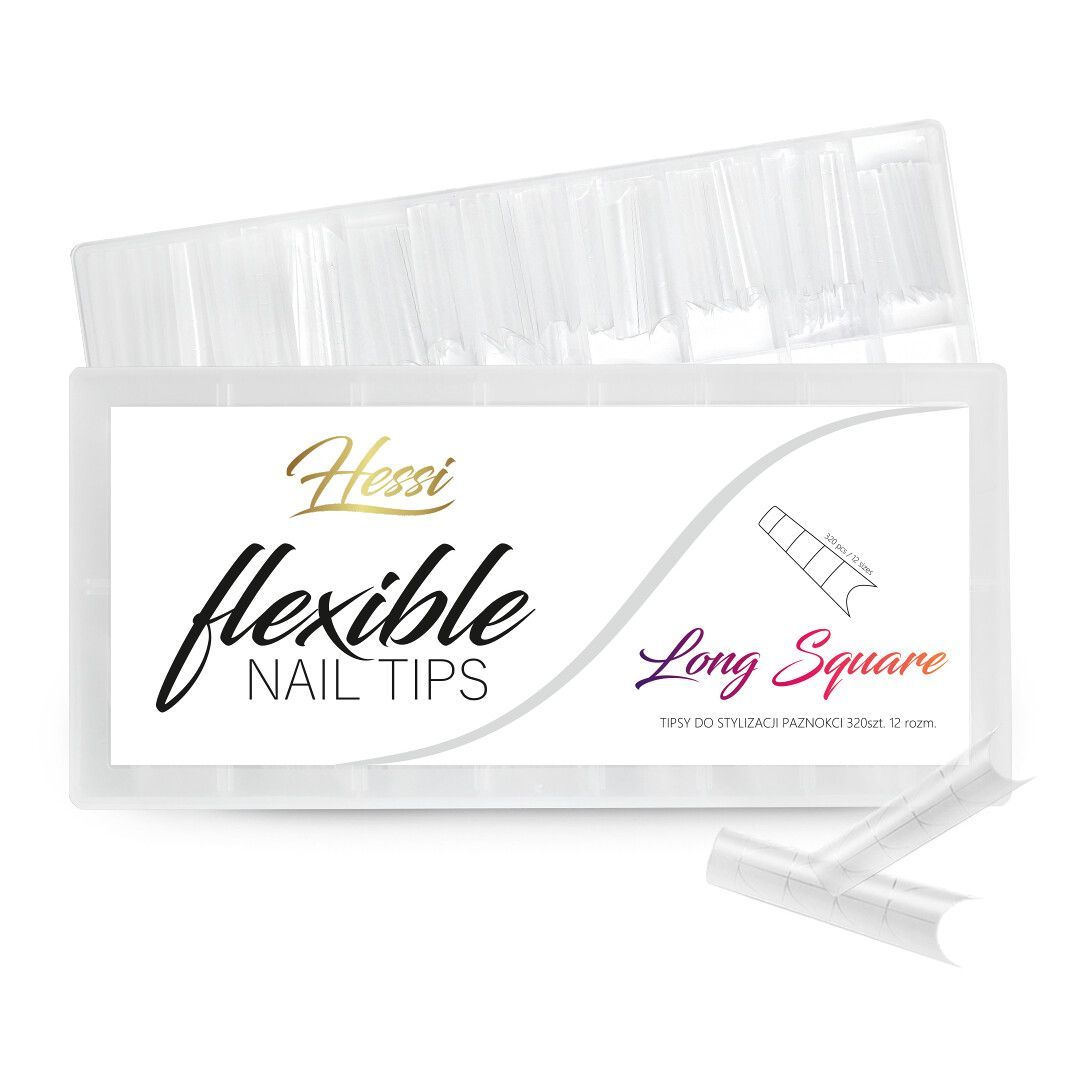 HESSI Tunnel Nail Tips- Long Square 320pcs