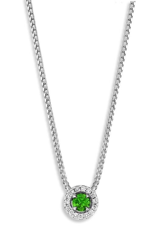 Collier or blanc émeraude et diamants