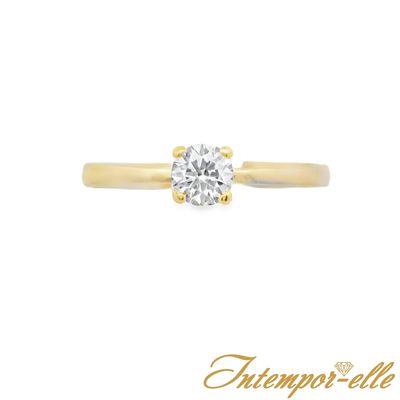 Bague solitaire or 18 carats et zirconium