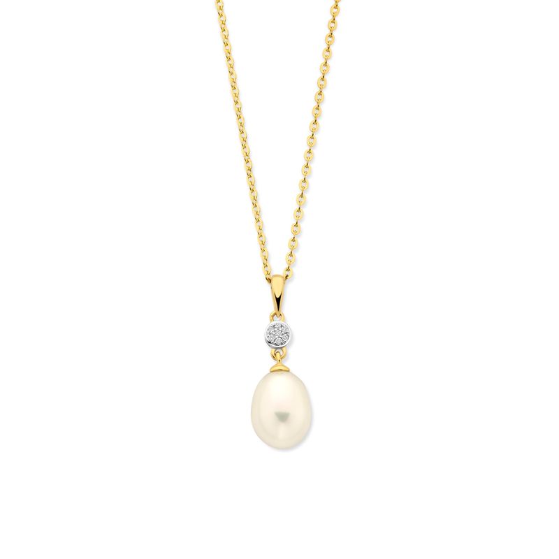 Pendentif or 18 carats, perle et diamants Dulci Nea