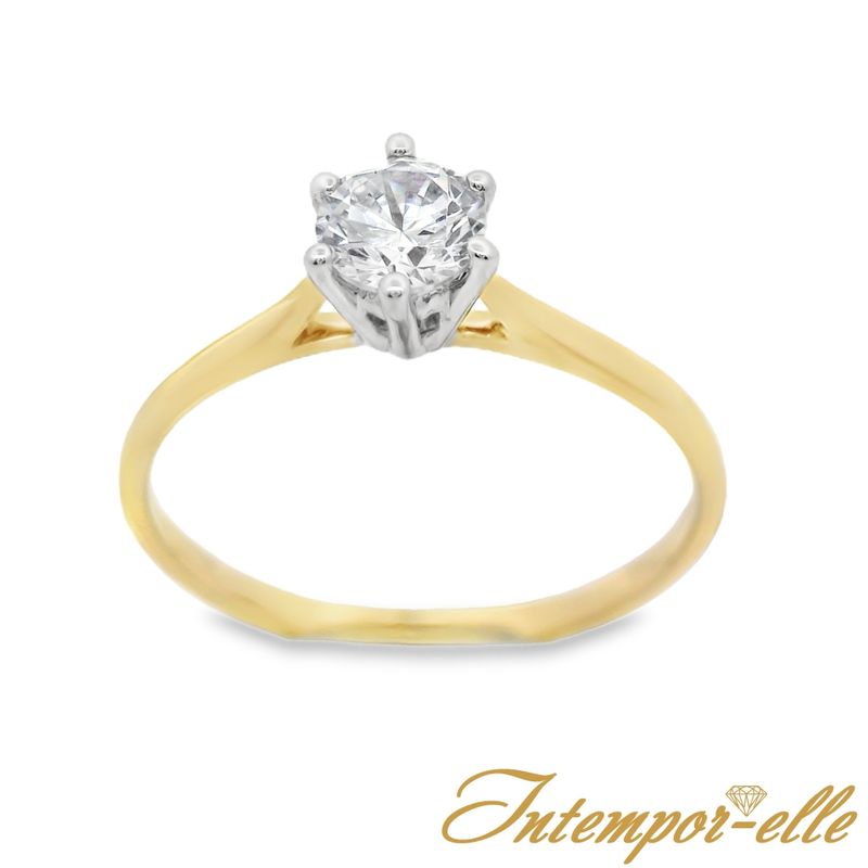 Bague or 18 carats et zirconium