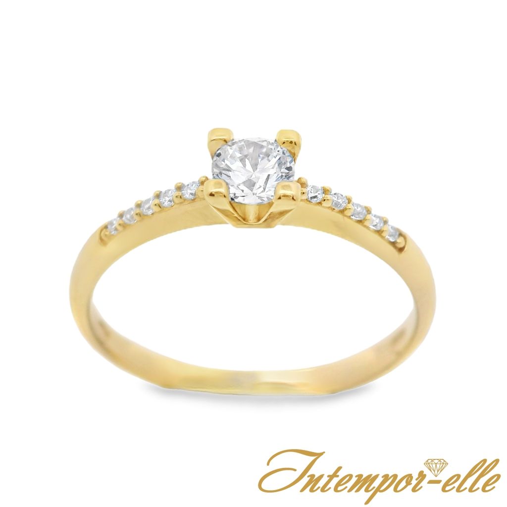 Bague or 18 carats et zirconium