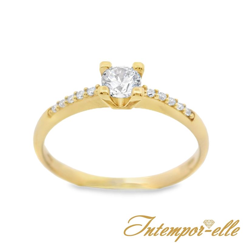 Bague or 18 carats et zirconium