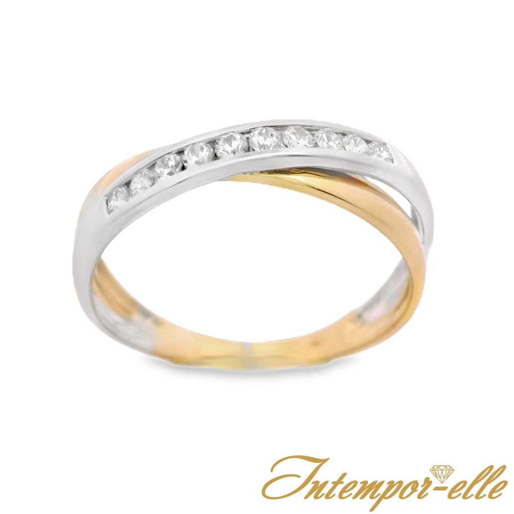 Bague or 18ct et zirconium