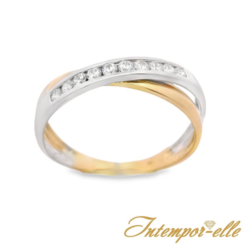 Bague or 18ct et zirconium