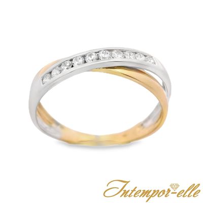 Bague or 18ct et zirconium