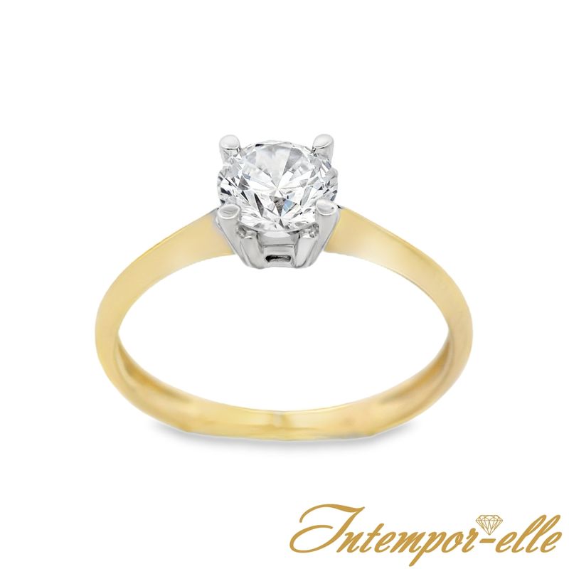 Bague or 18ct et zirconium