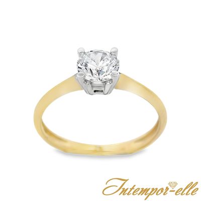 Bague or 18ct et zirconium