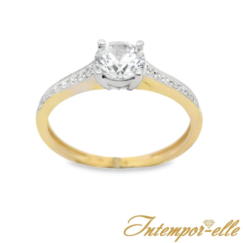 Bague or 18ct et zirconium