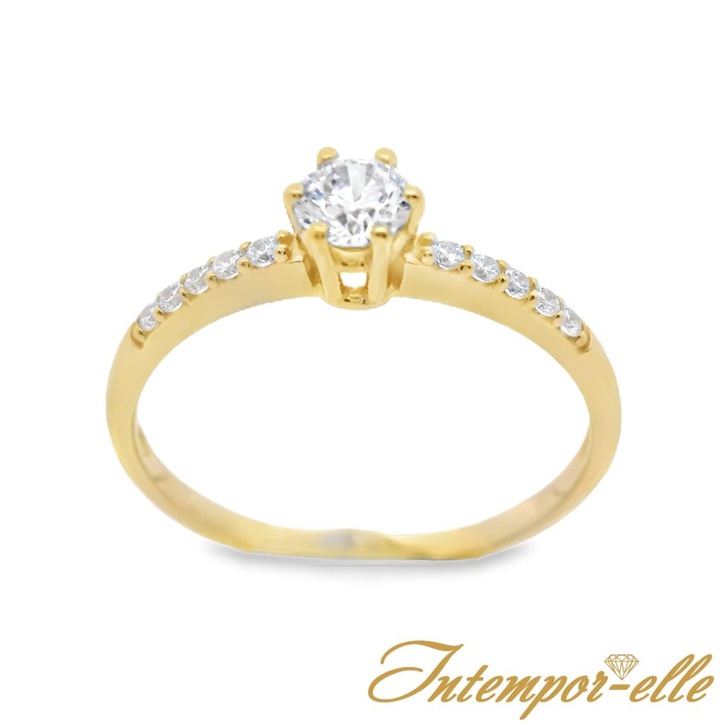 Bague or 18ct et zirconium