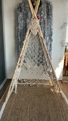 Teepee,  Macrame Decor Wigwam with 4 wood sticks