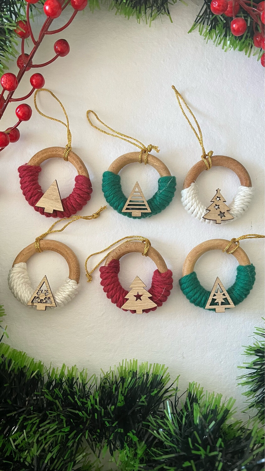 Christmas Ornaments With Tree Charm Set Of 6