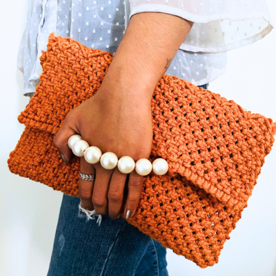 Macrame Clutch Bag with Pearls