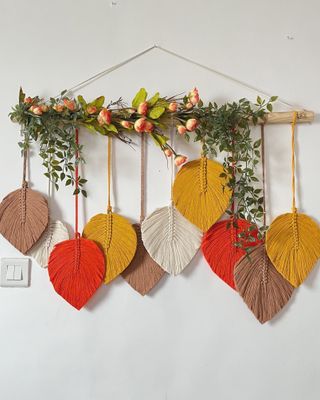 Boho Leaf wallhanging With Flowers