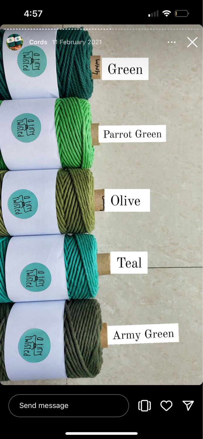 Olive Green- 2mm/3mm/4mm Twisted