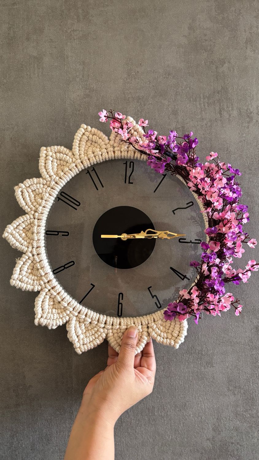 Floral Macrame Clock