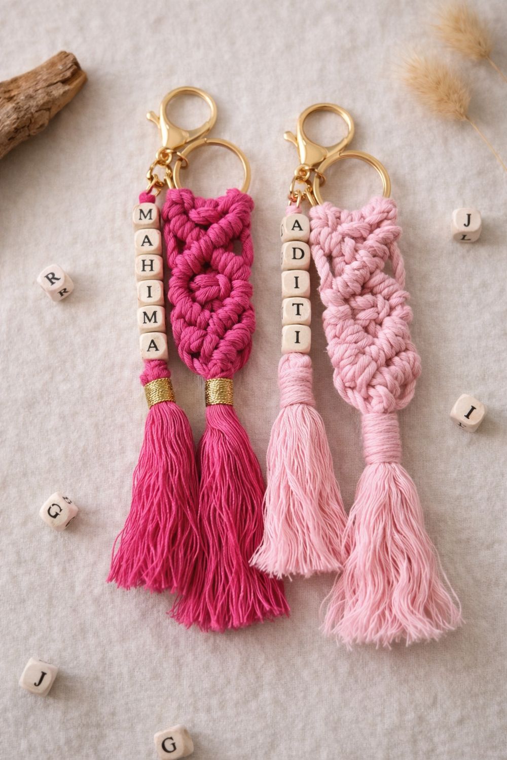 Customised Name Macrame Keyring 