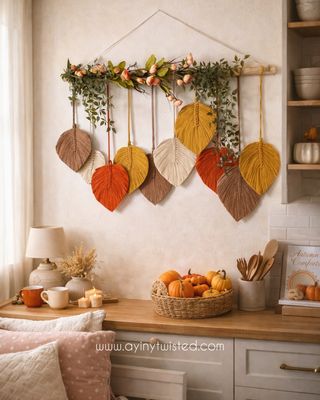 Boho Leaf wallhanging With Flowers