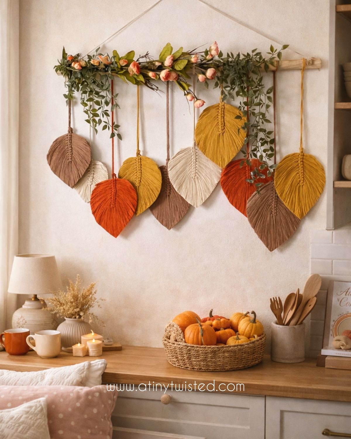 Boho Leaf wallhanging With Flowers