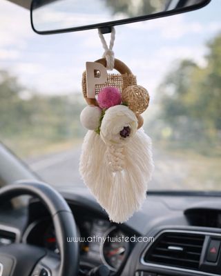 Macrame Car Charms -Initial Name Letter car hanging 