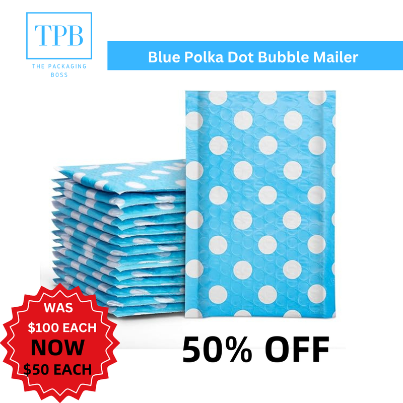 4x8 Blue Polka Dot Bubble mailers