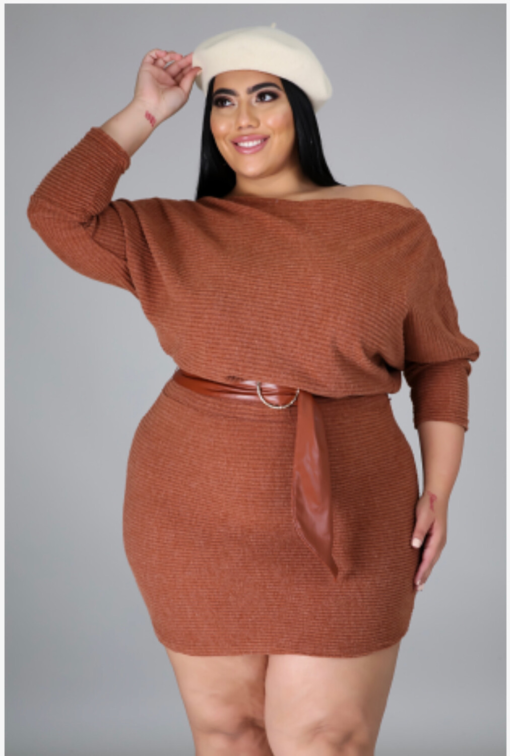 ELLA DRESS WITH BELT - BRICK (3XL)