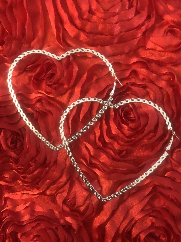 Heart Hoop Earrings Silver