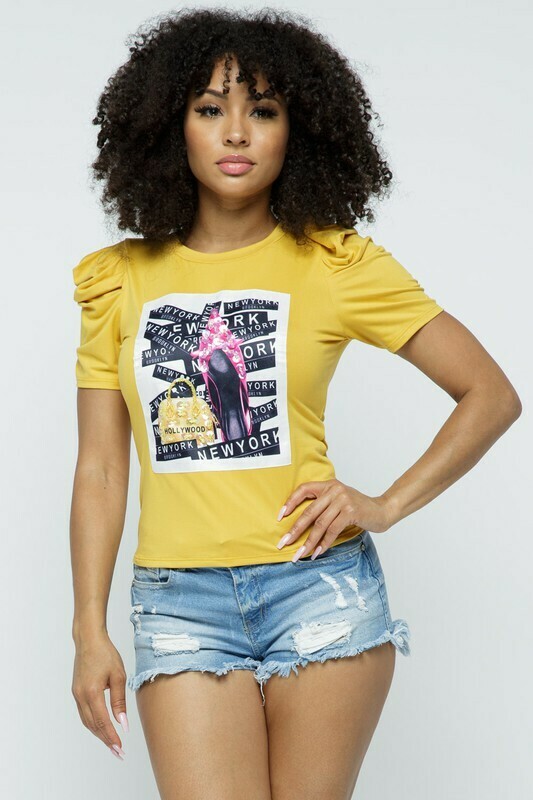 NEW YORK GRAPHIC TEE - MUSTARD (LARGE)