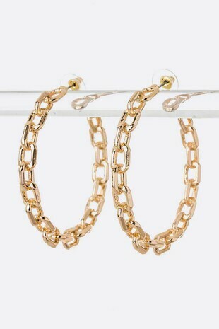 Gold Link Chain Hoops 