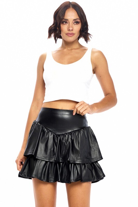 WINNIE BLACK RUFFLE SHIRT (LARGE)