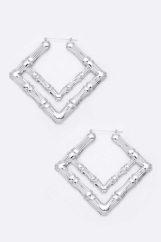 BAMBOO HOOP EARRINGS - SILVER