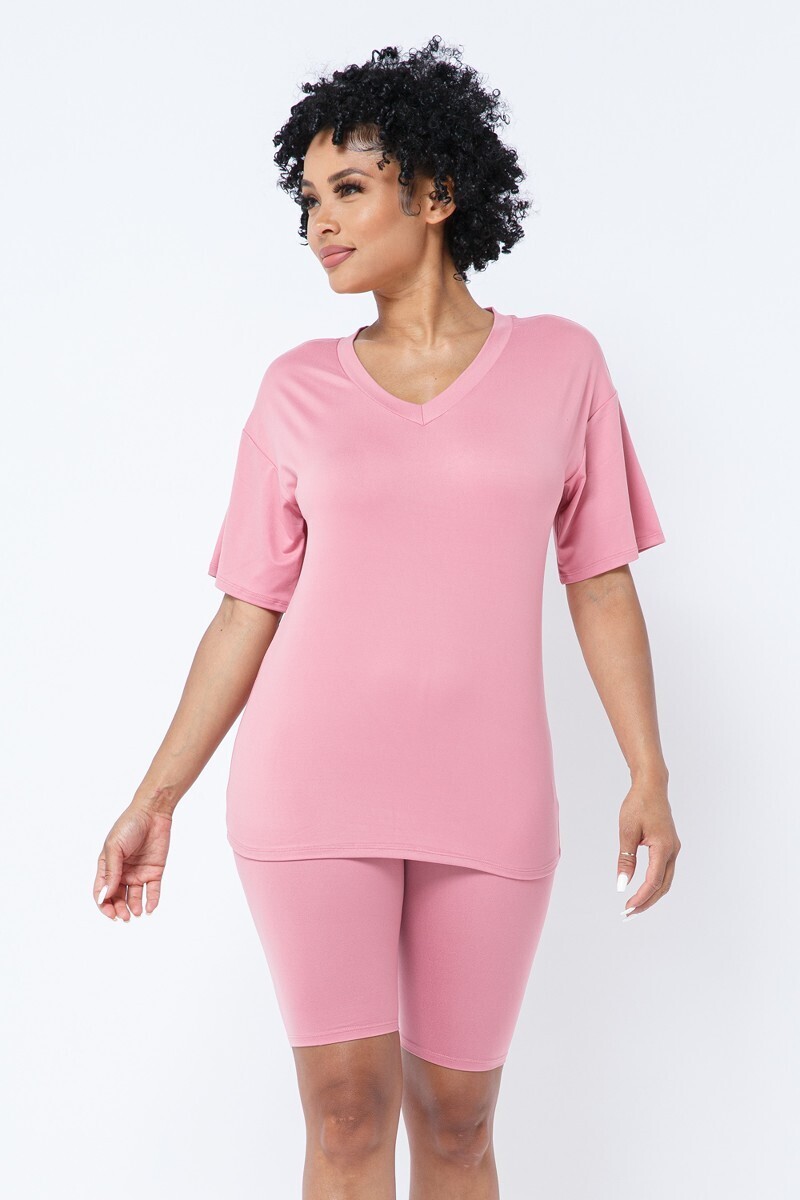 KC BIKER SHORT SET - PINK (XL)