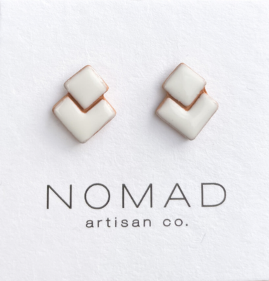 Nomad Artisan Co. Double Square White Earring NA2