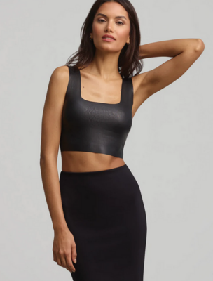 Commando Faux Leather Square Neck Crop Top (Two Colors)